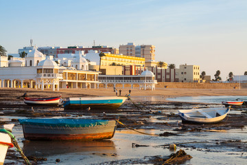 Boats at Caleta beach in  Cadiz, Spain © JackF