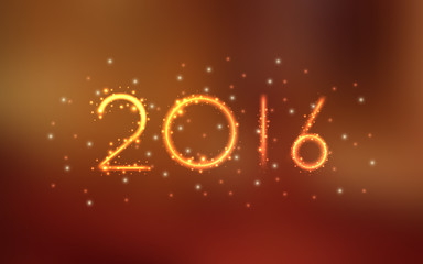 happy new year 2016 glitter pattern on summer orange background (vector)