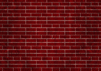 red grunge brick wall for texture background