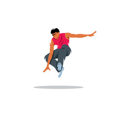 Fototapeta premium Parkour athlete jumping. Vector Illustration.