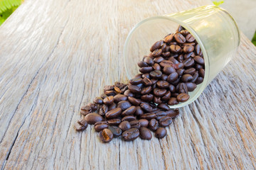 coffee beans in glass bottle