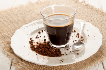 instant coffee in a coffee glass