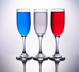 3 cups filled with french colours