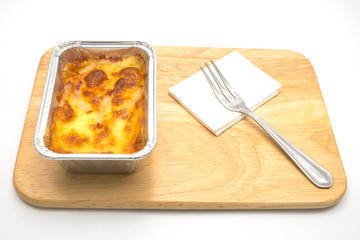 mashed potatoes with cheese for dinner on the white background