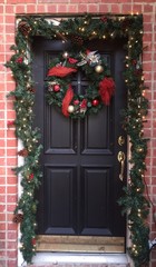 Fototapeta na wymiar Christmas wreath on the door