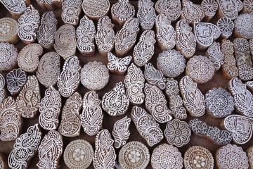 Indian wood printing blocks from Jaipur, Rajasthan, India