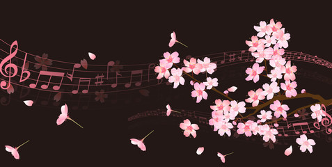 桜　春　音符　背景