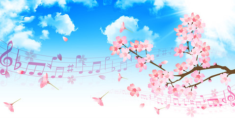桜　春　音符　背景