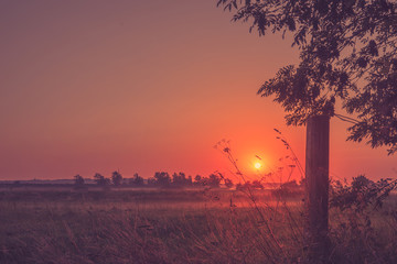 Beautiful sunset at a countryside