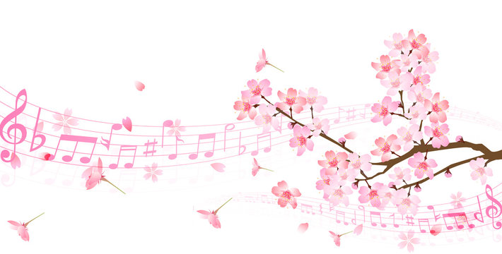 桜　春　音符　背景