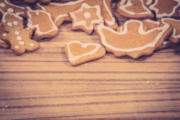 Christmas cookies on a wooden background