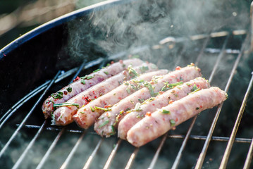 grilling sausages