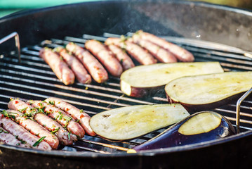 grilling sausages