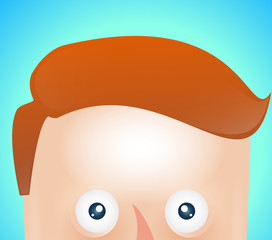 Funny cartoon face of man.