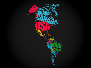 America Map in Typography word cloud concept