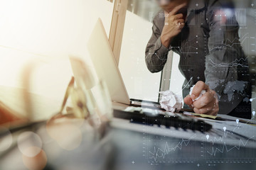 businessman hand working with new modern computer and smart phon