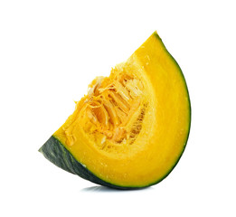 Slice Green pumpkin isolated on the white background