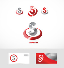 Letter S red metal logo icon