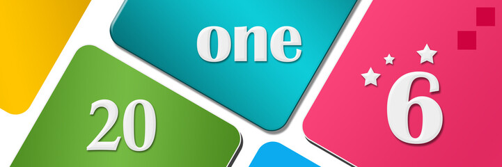 2016 Two Thousand Sixteen Colorful Rounded Squares Horizontal 