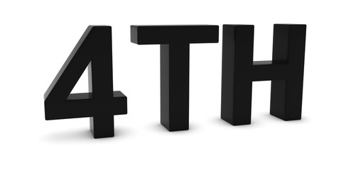 4TH - Black 3D Fourth Text Isolated on White