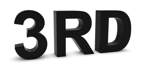 3RD - Black 3D Third Text Isolated on White