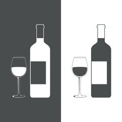 Icono plano botella de vino con copa #2