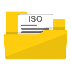 Icono plano ISO en carpeta - obrazy, fototapety, plakaty