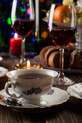 High tea set with dessert
