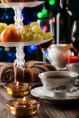 High tea set with dessert