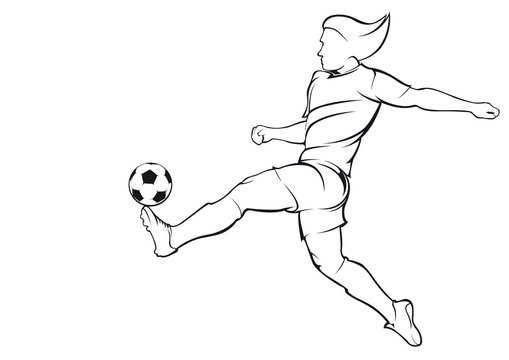 Football (soccer) player. Vector linen silhouette