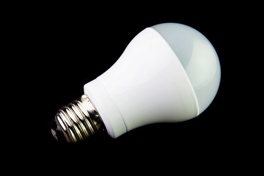 Energy saving LED light bulbs on the black background.