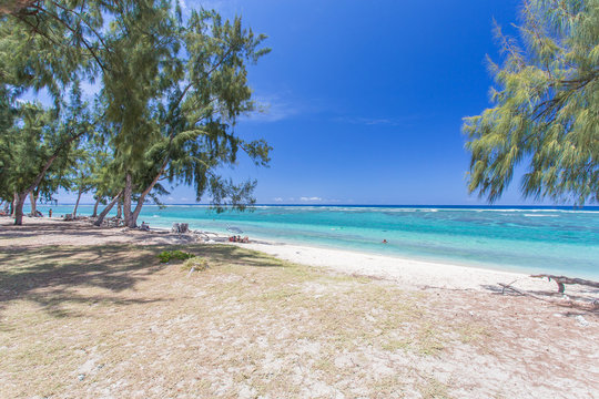  plage et lagon de l'Hermitage, &icirc;le de la R&eacute;union 