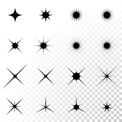 Vector black stars sparkles icons