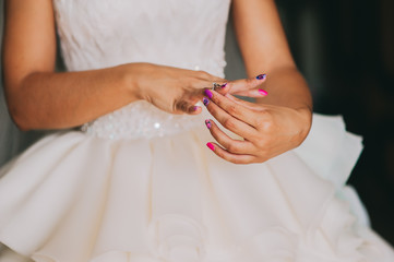 Woman tries on her beautiful ring