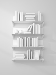 3d rendered bookshelves.