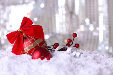 Beautiful Christmas composition on abstract shiny background