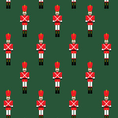 Seamless pattern with lead toy soldiers. Repeating vintage christmas background