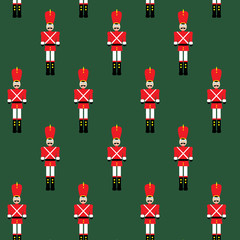 Seamless pattern with lead toy soldiers. Repeating vintage christmas background