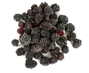 frozen blackberries isolated on white