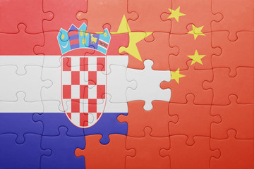 puzzle with the national flag of croatia and china