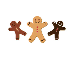 Gingerbread man icon set. Vector illustration on the white background.