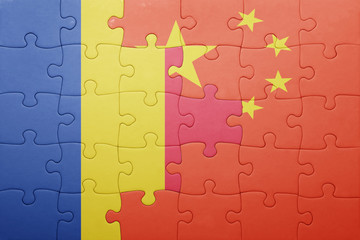 Fototapeta premium puzzle with the national flag of romania and china