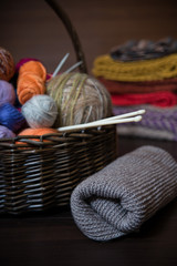 Handmade knitted things using knitting needles and crochet