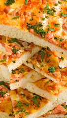 Isolated image of delicious pizza closeup