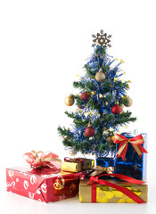 gift box and christmas tree