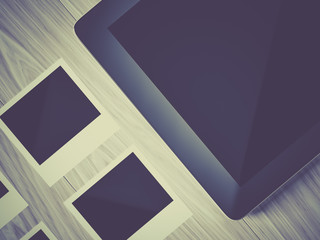 High angle view of a setting table of business workplace.