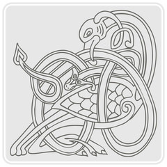 monochrome icon with Celtic art and ethnic ornaments for your design