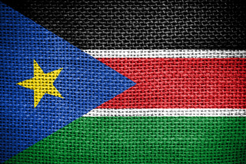 South Sudan Flag on fabric surface