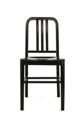 Black Metal Chair Front View on White Background