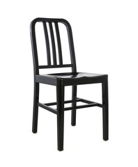 Black Metal Chair Three Quarter View on White Background
